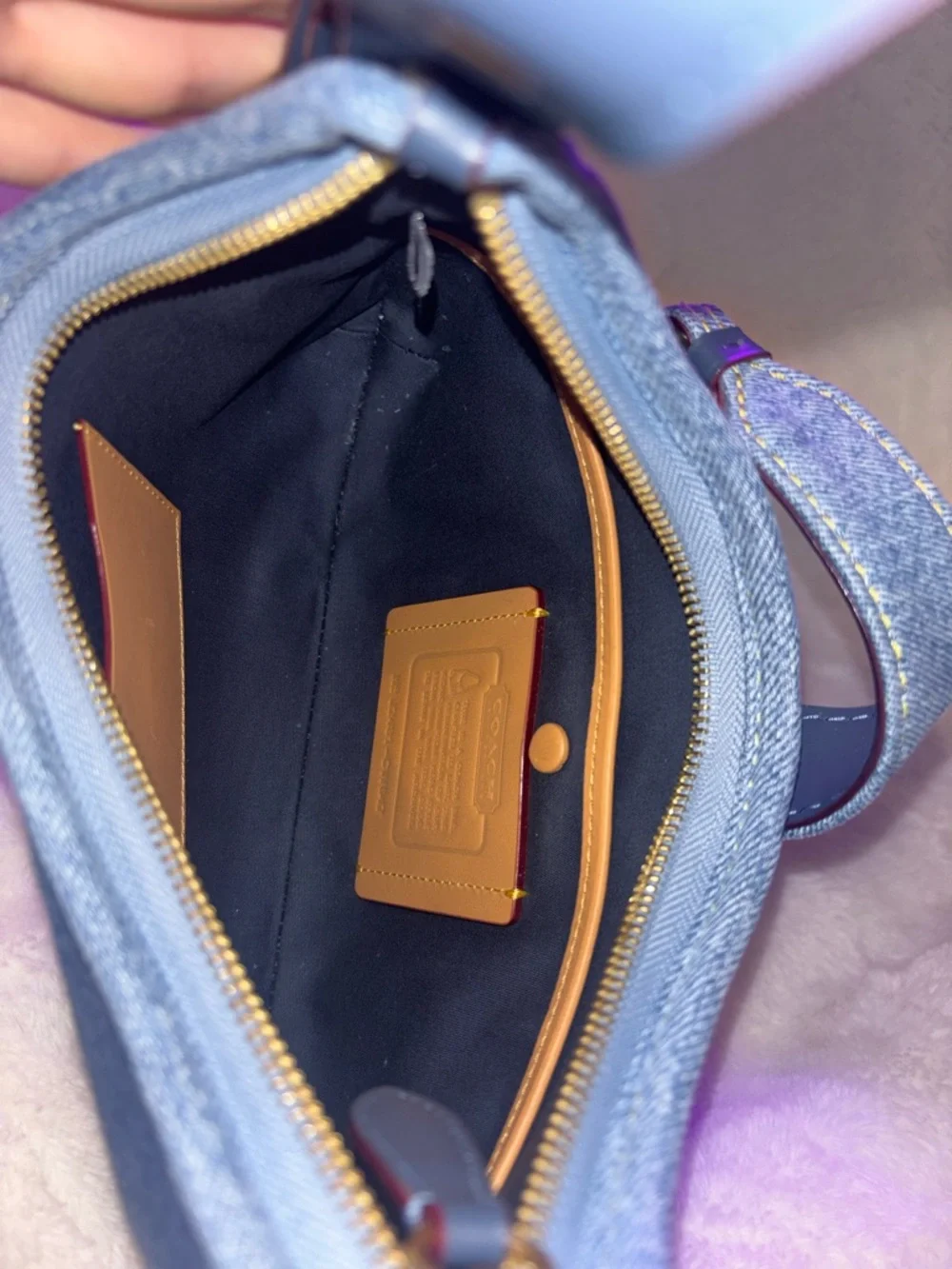 Coach Denim Shoulder Bag with Dark Brown Leather Strap - Picture 5 of 5